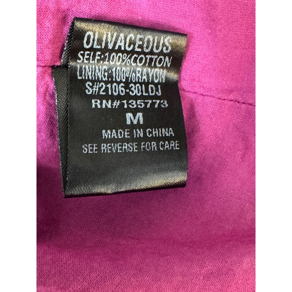 Olivaceous Floral Mini Dress Purple Brown‎ Puff Sleeve Smocked Back Size M - Picture 5 of 6